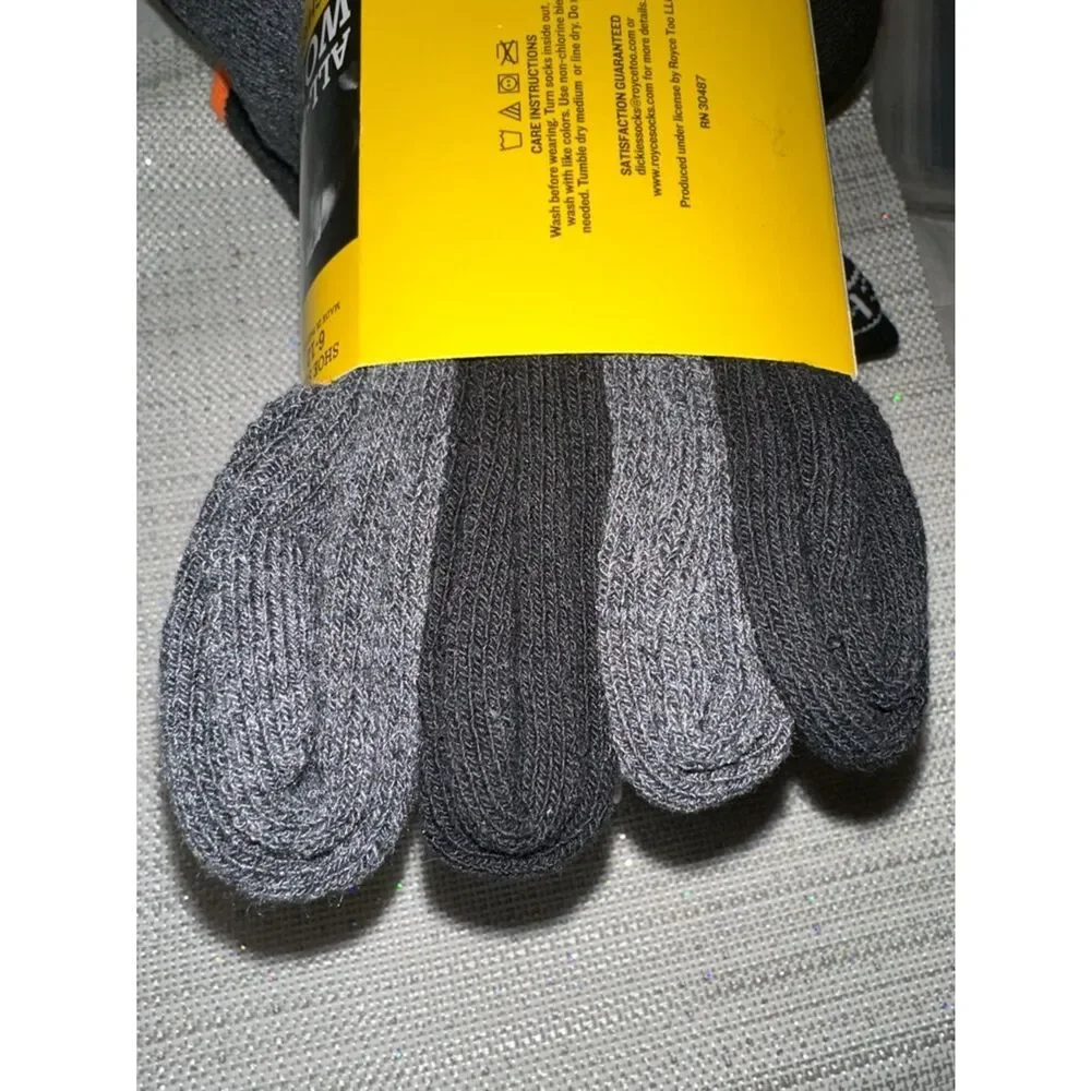 Dickies Black Gray Full Cushioned Soft Cotton Blend Work Socks